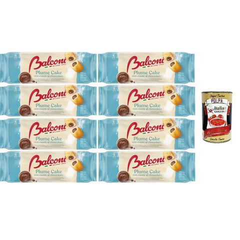 Balconi Plume Cake con Cuore di Cioccolato Plume Cake mit Schokoladenherz 8x 190gr Original italienisch inkl. Italian Gourmet Polpa 400g