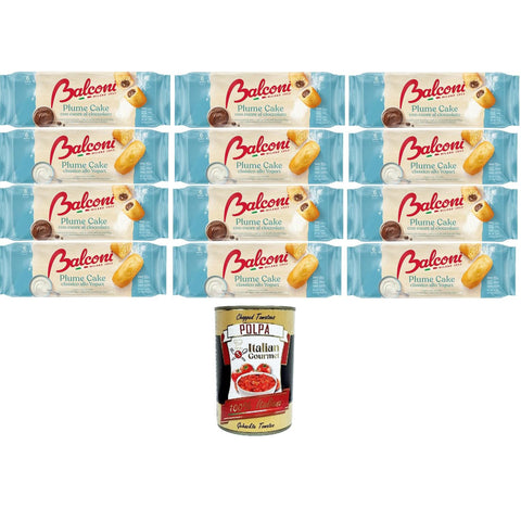 Balconi Testpalet Plume Cake Classico con Yogurt, con Cuore di Cioccolato Plume Cake mit Schokoladenherz, Klassisch mit Joghurt 12x 190gr inkl. Italian Gourmet Polpa 400g Original italienisch