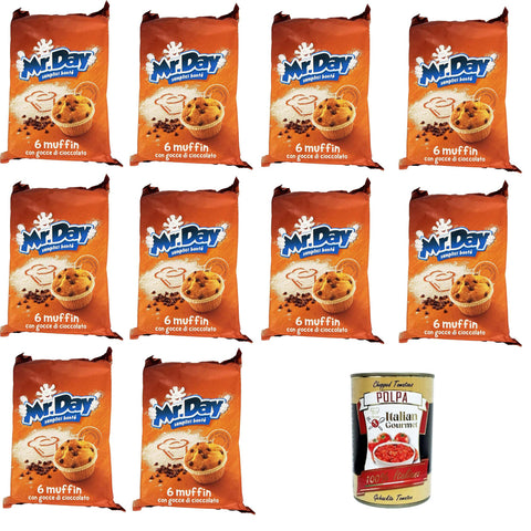 Mr.day Muffin con Gocce di Cioccolato Muffins mit Schokoladenstückchen - 10x252 gr Original italienisch inkl. Italian Gourmet Polpa 400 g