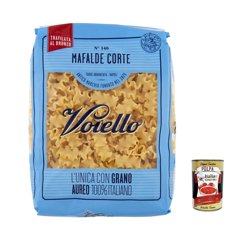 Voiello Pasta Mafalda Corta Nudeln 100% N140 10x 500g inkl. Italian Gourmet Polpa 400g Original italienisch