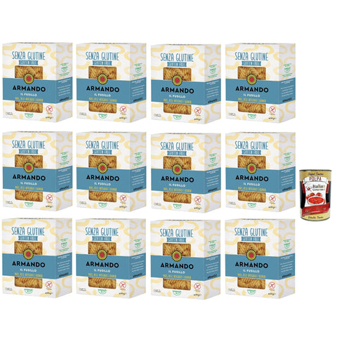 ARMANDO Il Fusillo senza glutine,Gluten -freie Pasta mit Multikereals mit Mais, Vollreis und Quinoa - Fusilli gluten free 12x 400 g Original italienisch inkl. Italian Gourmet Polpa 400g