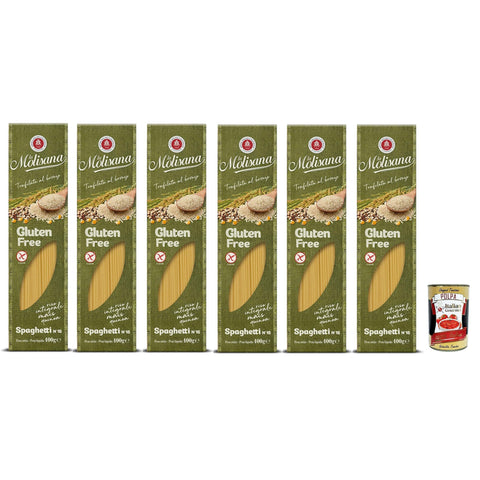 La Molisana Spaghetti N.15 Senza Nudeln Glutine, Gluten - freie Pasta und Bronzezeichnung mit Vollreis, Mais und Quinoa, Kochzeit 10 Minuten 6x 400 g inkl. Italian Gourmet polpa 400g Original italienisch