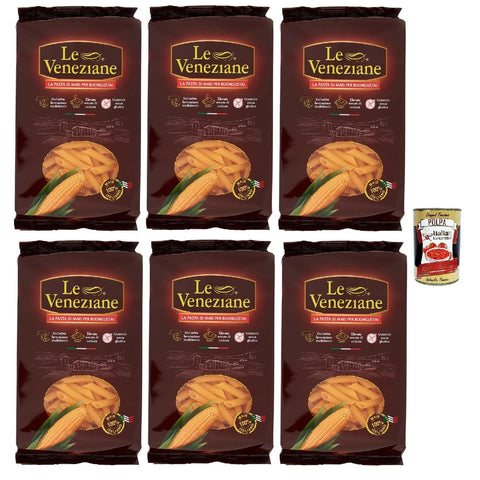 Le Veneziane Pasta di Mais Penne rigate, senza glutine, 100% Maisnudeln, glutenfrei. gluten free 6x 250g inkl. Italian Gourmet polpa 400g Original italienisch