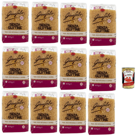 Pasta Anellini 12x 400 g Senza Glutine Glutin free, glutenfrei Pasta Noodles Original italienisch inkl. Italian Gourmet Polpa 400 g
