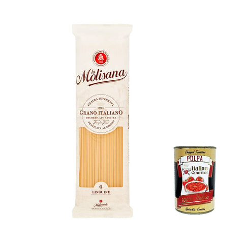 La Molisana Linguine N. 6 Pasta Lenta Lavorazione Teigwaren aus Hartweizengrieß Bronze-Zeichnung 500g 10x Original italienisch inkl. Italian Gourmet Polpa 400g