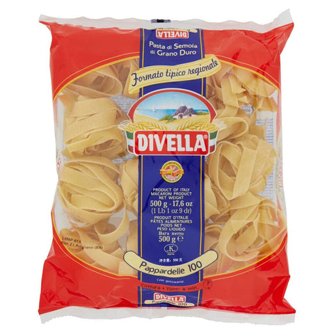 Divella Pappardelle N. 100 Hartweizengrieß Pasta Italienische Nudeln 500g Packung 12x Original italienisch inkl. Italian Gourmet Polpa di Pomodoro 400g Dose