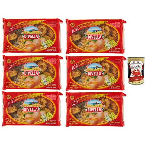 Divella 107/b Tagliatelle Paglia e Fieno, Authentische italienische Pasta, Eiernudeln - Die köstlichsten Tagliatelle zum Teilen mit der Familie 6x 500 g inkl. Italian Gourmet polpa 400g Original italienisch