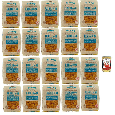 Rummo Pasta Nudeln Glutenfreie Fusilli N° 48, Bronze Gezeichnete gluteinfrei, perfekt für Menschen mit Zöliakie oder Glutenunverträglichkeit 20x 400 g inkl. Italian Gourmet polpa 400g Original italienisch