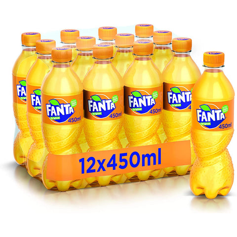 CocaCola Fanta Aranciata Original italienisch Orangensaftgetränk PET 450ml Softdrink kohlensäurehaltiges Getränk 100% italienische Orangen 12x