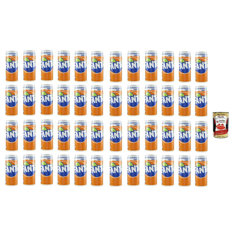 Fanta Zero Orange fruchtig-spritzige Limonade mit klassisichem Orangen-Geschmack - ohne Zucker und ohne Kalorien - erfrischender Softdrink in Einweg dese (48 x 330 ml) Original italienisch inkl. Italian Gourmet Polpa 400g