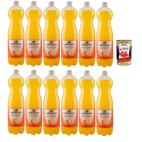 San Benedetto Aranciata, Oange OrangenLimonade orangen PET 12x 1.5 Lt erfrischend, orange orange lemonade Original italienisch inkl. Italian Gourmet Polpa 400g