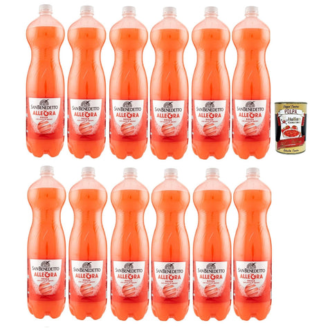 San Benedetto Aranciata rossa, Blutorange OrangenLimonade orangen PET 12x 1.5 Lt erfrischend, blood orange orange lemonade inkl. Italian Gourmet polpa 400g Original italienisch