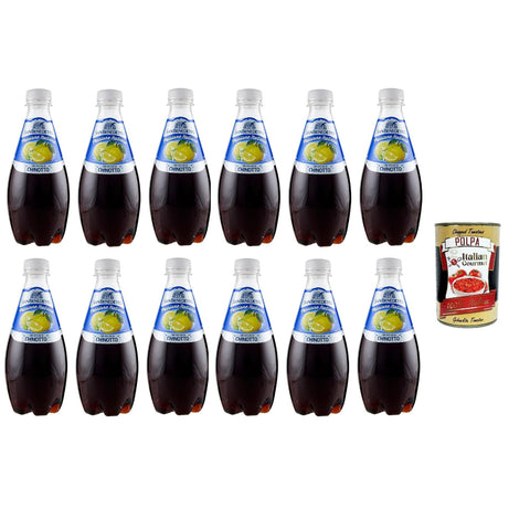 Fonzies San Benedetto Chinotto Passione Italiana PET Soda 100% Getränk gasförmig Lemonade Bitterorange 12x 40cl inkl. Italian Gourmet polpa 400g Original italienisch