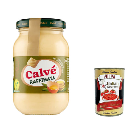 Calvè Calvé Maionese Raffinata Zusatz von nativem Olivenöl extra, ideal zu Fleisch und Gemüse, glutenfrei, 225 ml 6x Original italienisch inkl. Italian Gourmet Polpa 400g