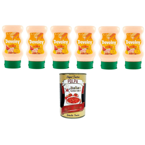 Salsa Cheddar a base di formaggio,Cheddar-Sauce, Käsebasis 6x250ml Original italienisch inkl. Italian Gourmet Polpa 400g