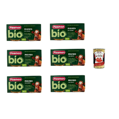 Plasmon Omogeneizzato di Manzo, Rindfleisch homogenisiert 6x (2x80g) Original italienisch inkl. Italian Gourmet Polpa 400g