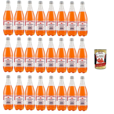 San Pellegrino Cocktail zero Ingwer Zero PET ohne Zucker 0,75l Aperitivo Softdrink ohne Alkohol ohne Zucker 24x Original italienisch inkl. Italian Gourmet Polpa 400g