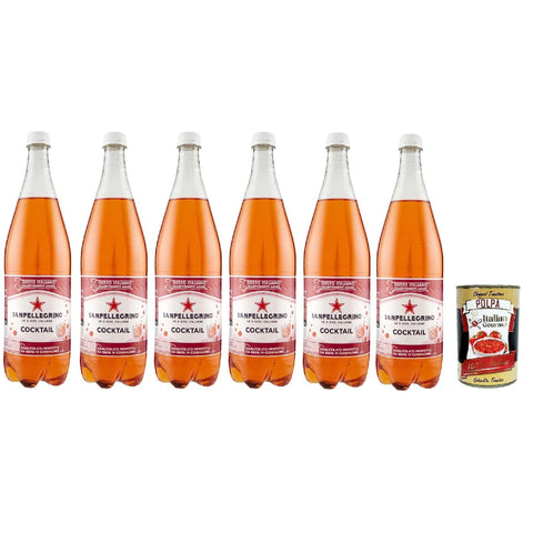 San Pellegrino Cocktail Ingwer Bitter Aperitivo PET 1, italienisches Softdrink, 6 Stück 2 l inkl. Italian Gourmet polpa 400g Original italienisch