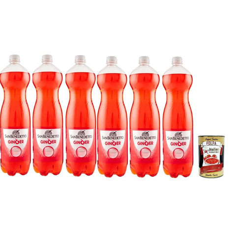 San Benedetto Ginger, Cocktail Ingwer Bitter Aperitivo PET 6x 1,5 l italienisches Softdrink Original italienisch inkl. Italian Gourmet Polpa 400g