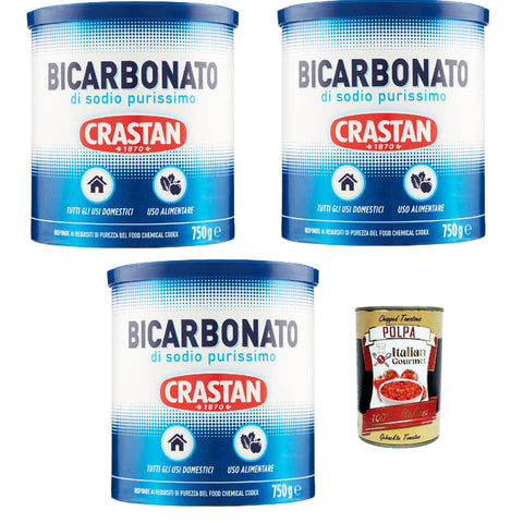 Crastan Bicarbonato di sodio purissimo reines Natriumbicarbonat für den Heimgebrauch und für Lebensmittel 3x750g Original italienisch Natron