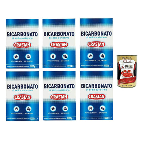 Crastan Bicarbonato di sodio purissimo reines Natriumbicarbonat für den Heimgebrauch und für Lebensmittel 6x 1000g Original italienisch inkl. Italian Gourmet Polpa 400g