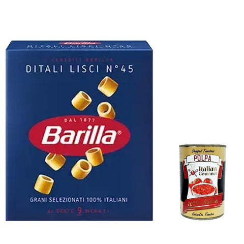Barilla Pasta Ditali lisci Nr. 45 Nudeln pack 10x 500 g inkl. Italian Gourmet polpa 400g Original italienisch