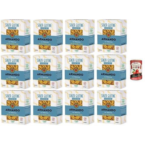 ARMANDO La Treccia, glutenfreie Mehrkornnudeln mit Mais, braunem Reis und Quinoa 12x400g Original italienisch Pasta