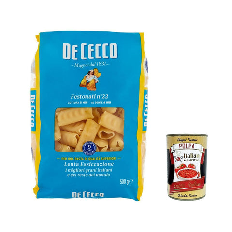De Cecco Pasta 100% Italian Festonati n° 22 Noodles 10x 500 g inkl. Italian Gourmet Polpa 400 g Original italienisch