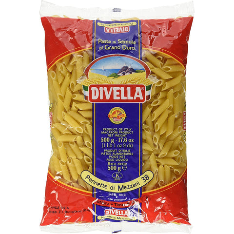 Divella Pennette Di Mezzani N. 38 Hartweizengrieß Pasta Italienische Nudeln Packung 10x500g Original italienisch