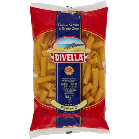 Divella Rigatoni N. 17 Hartweizengrieß Pasta Italienische Nudeln Packung 10x500g Original italienisch