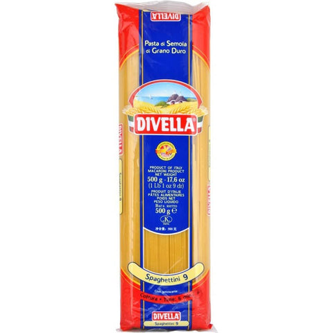 Divella Spaghettini N. 9 Hartweizengrieß Pasta Italienische Nudeln 500g Packung 10x Original italienisch inkl. Italian Gourmet Polpa di Pomodoro 400g Dose