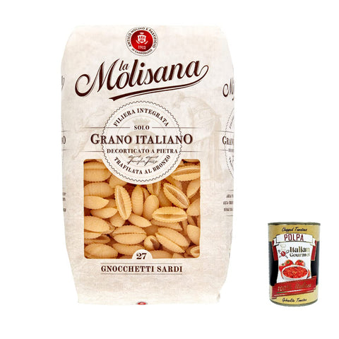 La Molisana Gnocchetti sardi N. 27 Pasta Lenta Lavorazione Teigwaren aus Hartweizengrieß Bronze - Zeichnung 10x 500g inkl. Italian Gourmet Polpa 400g Original italienisch