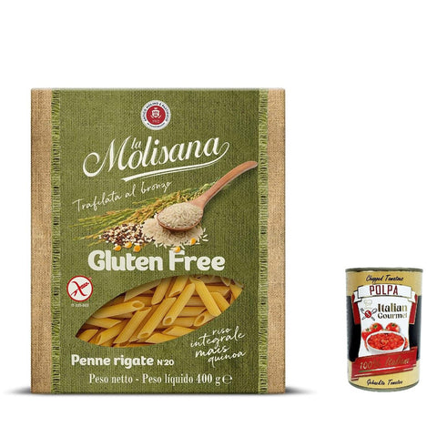 La Molisana Penne Rigate n. 20 Senza glutine, Gluten frei Pasta mit voller Reis, Mais und Quinoa, gluten free 10x 400 g inkl. Italian Gourmet polpa 400g Original italienisch