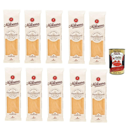 La Molisana Spaghettoni N. 14 Pasta Lenta Lavorazione Teigwaren aus Hartweizengrieß Bronze - Zeichnung 10x 500g inkl. Italian Gourmet Polpa 400g Original italienisch
