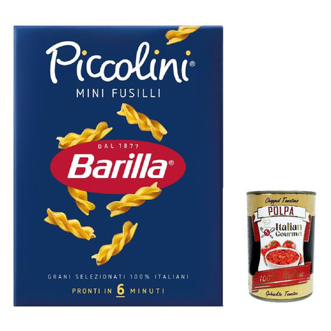 Barilla Mini Fusilli, 100% Nudeln pack 10x 500 g inkl. Italian Gourmet polpa 400g Original italienisch