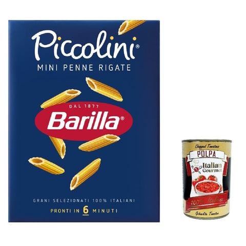 Barilla Mini Penne rigate, 100% Nudeln pack 10x 500 g inkl. Italian Gourmet polpa 400g Original italienisch