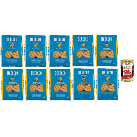 De Cecco Pasta 100% Italienisch Rigatoni N°39 Nudeln 500g 10x Original italienisch inkl. Italian Gourmet Polpa 400g