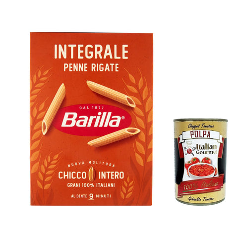 Italian Gourmet Pasta integrale Barilla Penne Rigate Integrali Vollkorn Nudeln pack 10x 500 g inkl. Italian Gourmet polpa 400g Original italienisch