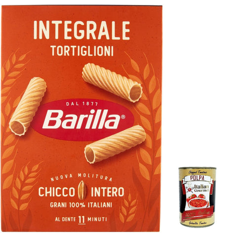 Barilla Pasta integrale Barilla Tortiglioni Integrali Vollkorn Nudeln pack 10x 500 g inkl. Italian Gourmet polpa 400g Original italienisch
