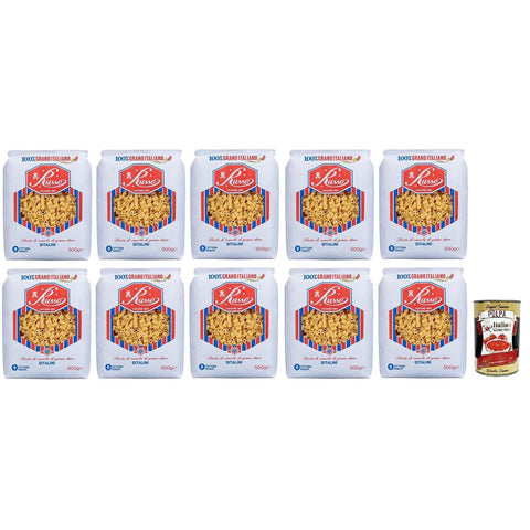 Russo Ditalini N°112 Hartweizengrieß Pasta,100% Italienischer Weizen,500g-Packung 10x Original italienisch inkl. Italian Gourmet Polpa di Pomodoro 400g Dose