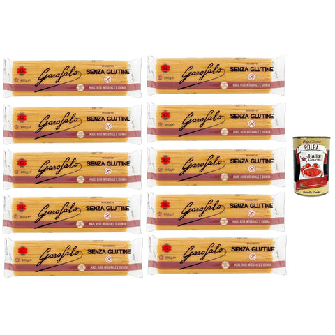 Garofalo Spaghetti 400 g Senza Glutine Glutin free, glutenfrei Pasta Noodles 10x Original italienisch inkl. Italian Gourmet Polpa 400 g