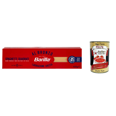 Barilla Spaghetti Quadrati al Bronzo Bronze Gezogene Pasta Rohe Verarbeitungsmethode 10x 400g inkl. Italian Gourmet polpa 400g Original italienisch