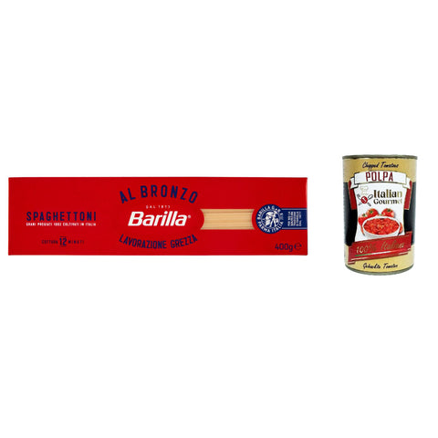 Barilla Spaghettoni al Bronzo Bronze Gezogene Pasta Rohe Verarbeitungsmethode 10x 400g inkl. Italian Gourmet polpa 400g Original italienisch