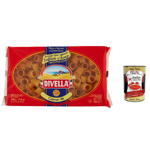 Divella Pasta 100% italienische Calamari n. 46, nudeln 500g 12x Original italienisch inkl. Italian Gourmet Polpa 400g
