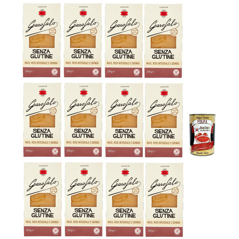 Garofalo Lasagna Pasta senza glutine, gluten frei, lasagna gluten free mit Mais, voller Reis und Quinoa 12x 250g inkl. Italian Gourmet polpa 400g Original italienisch