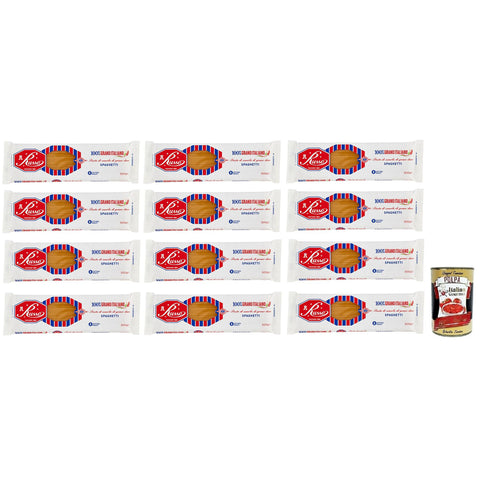 Russo Spaghetti N°72 Hartweizengrieß Pasta,100% Italienischer Weizen,500g-Packung 12x Original italienisch inkl. Italian Gourmet Polpa di Pomodoro 400g Dose