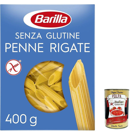 Barilla Penne rigate senza Glutine Glutenfrei pasta nudeln, gluten free 5x 400g inkl. Italian Gourmet polpa 400g Original italienisch