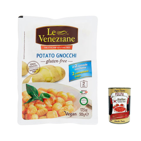 Le Veneziane Gnocchi di patate UHT senza glutine, gluten free Kartoffel gnocchi, glutenfrei 500g 6x Original italienisch inkl. Italian Gourmet Polpa 400g