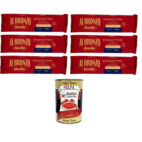 Al Bronzo Pasta Spaghettoni Bronze Gezogene Pasta Rohe Verarbeitungsmethode 6x 500gr inkl. Italian Gourmet polpa 400g Original italienisch
