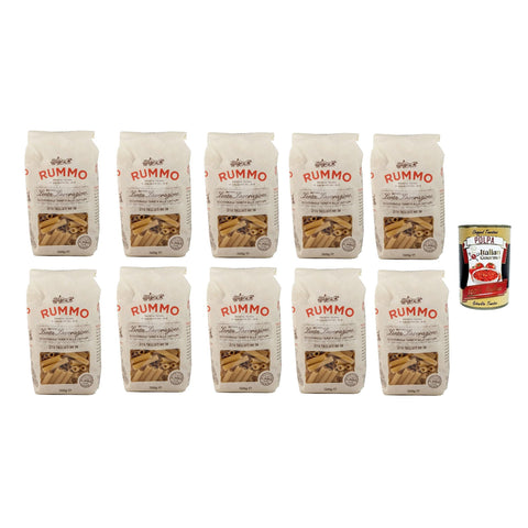 Rummo Ziti Tagliati n° 36 Pasta Lenta Lavorazione Teigwaren aus Hartweizengrieß Bronze-Zeichnung 10x 500g Original italienisch inkl. Italian Gourmet Polpa 400g